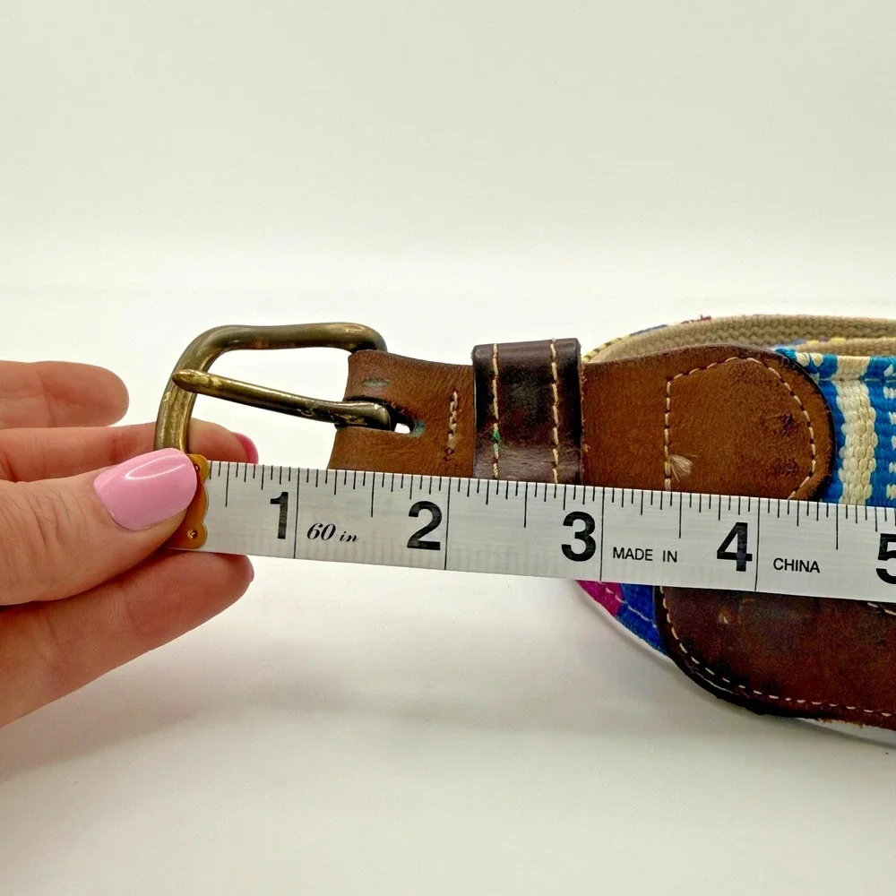 A Tail We‎ Could Wag Southwestern Serape Woven Belt Multicolor Cactus Sz 38